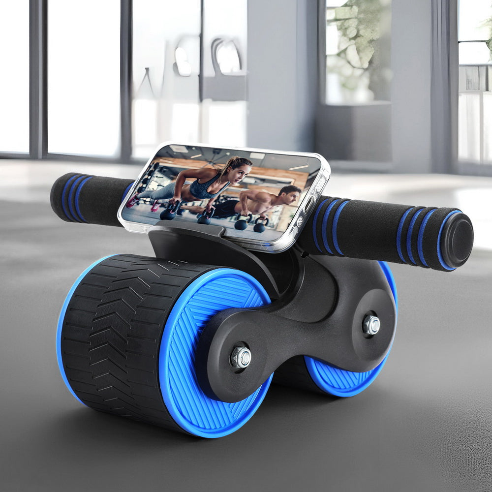 Everfit Ab Roller Automatic Rebound Abdominal Wheel Home Gym Workout Blue - The Fight Club