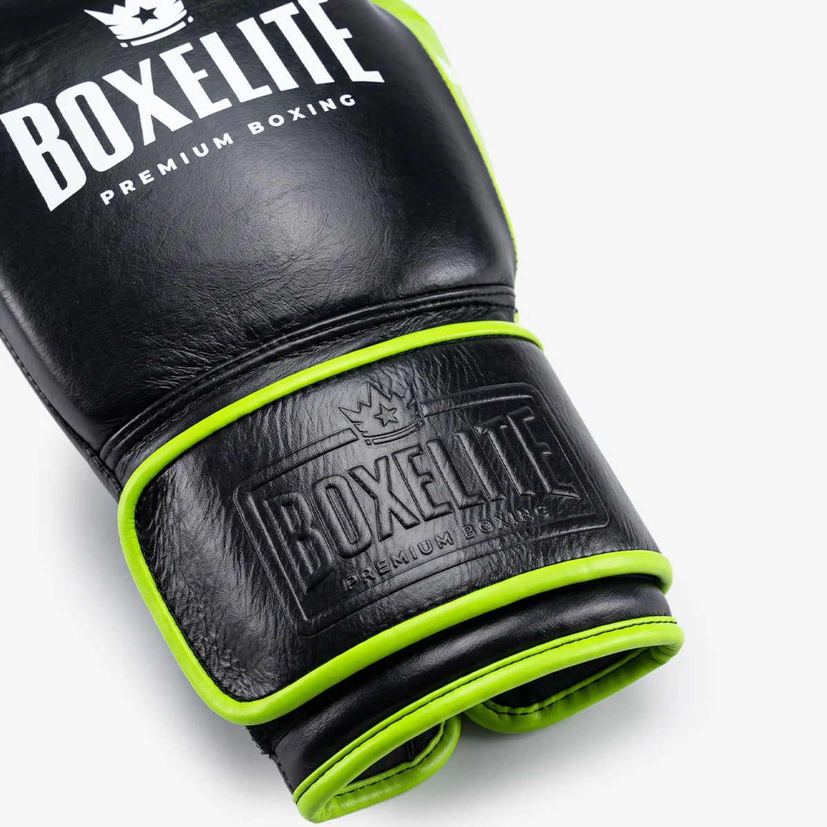 BoxElite S-Pro Series Boxing Gloves Black/Neon Velcro - The Fight Club
