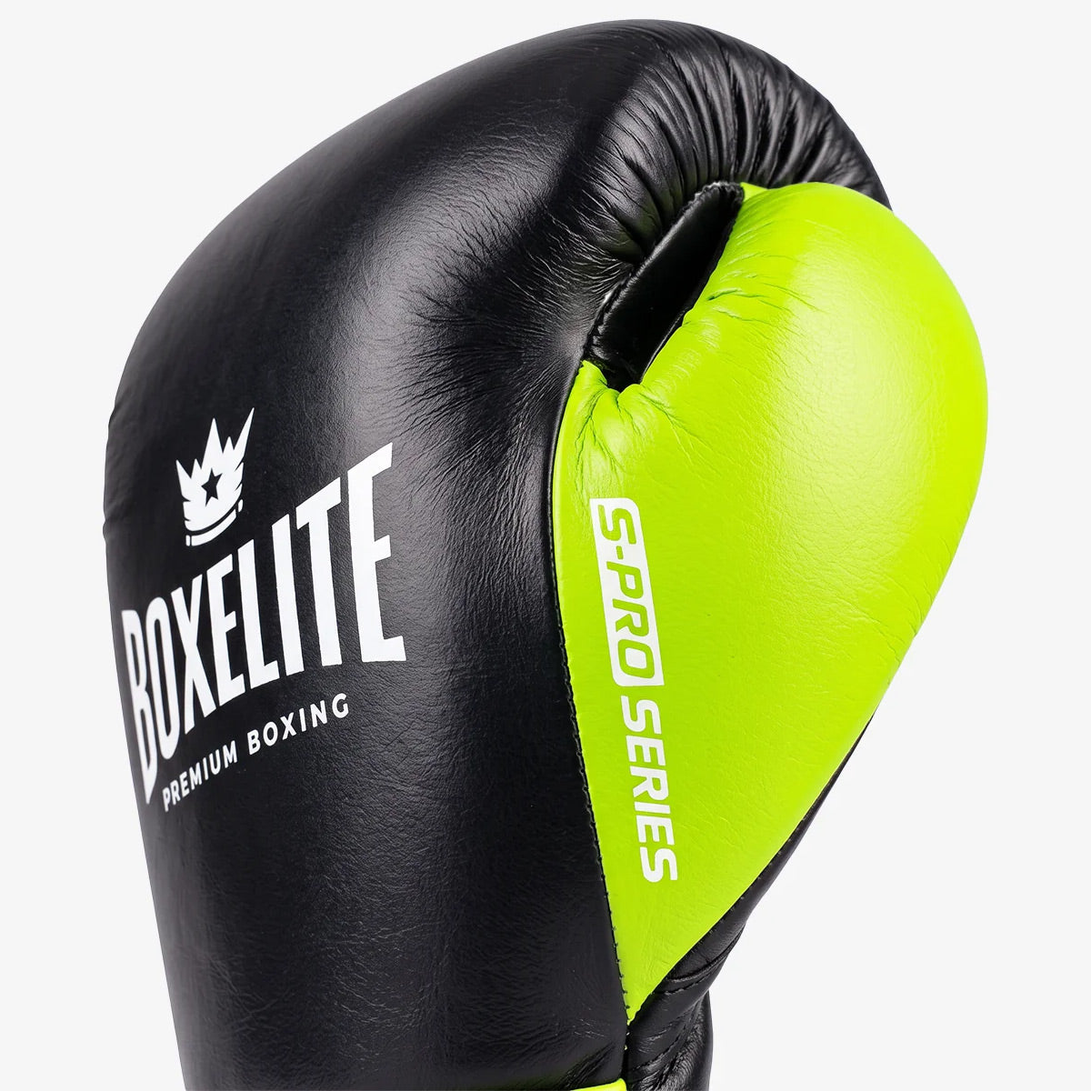 BoxElite S-Pro Series Boxing Gloves Black/Neon Velcro - The Fight Club