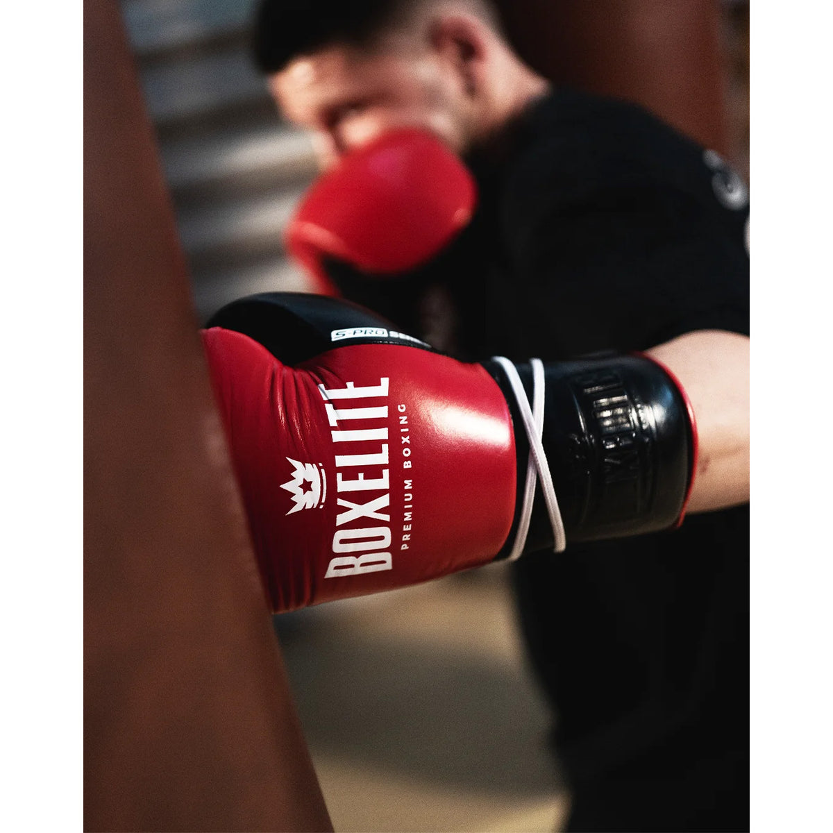 BoxElite S-Pro Series Boxing Gloves Red/Black Laces - The Fight Club