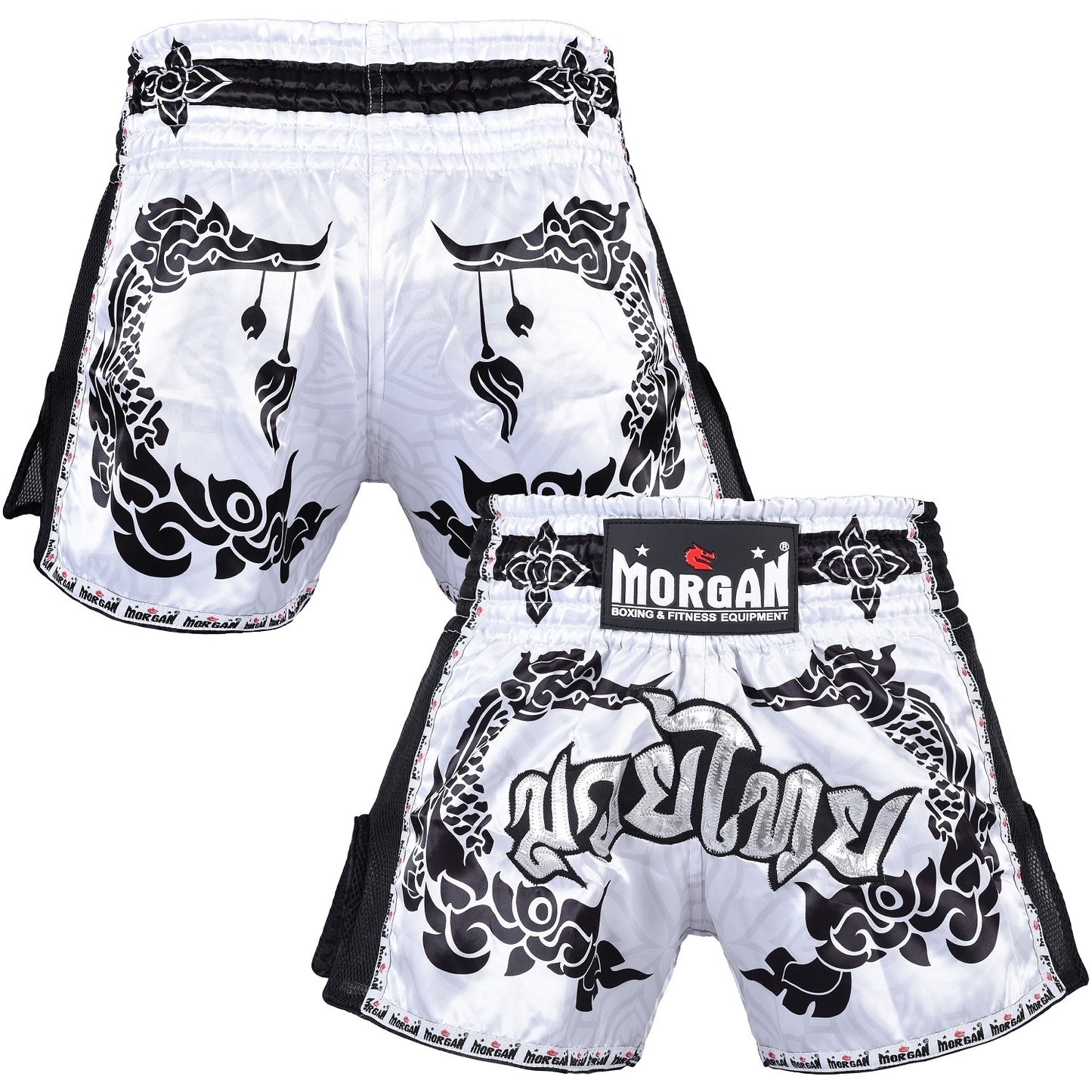 Morgan Dragon Muay Thai Shorts White - The Fight Club