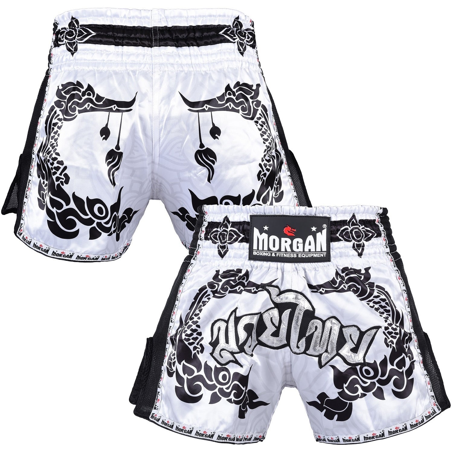 Morgan Dragon Muay Thai Shorts White - The Fight Club