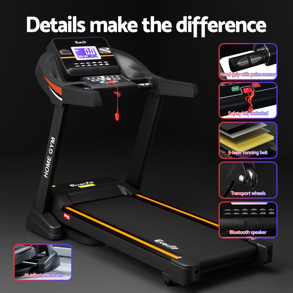 Everfit Treadmill Electric Auto Incline Home Gym Fitness Exercise Machine 490mm - The Fight Club