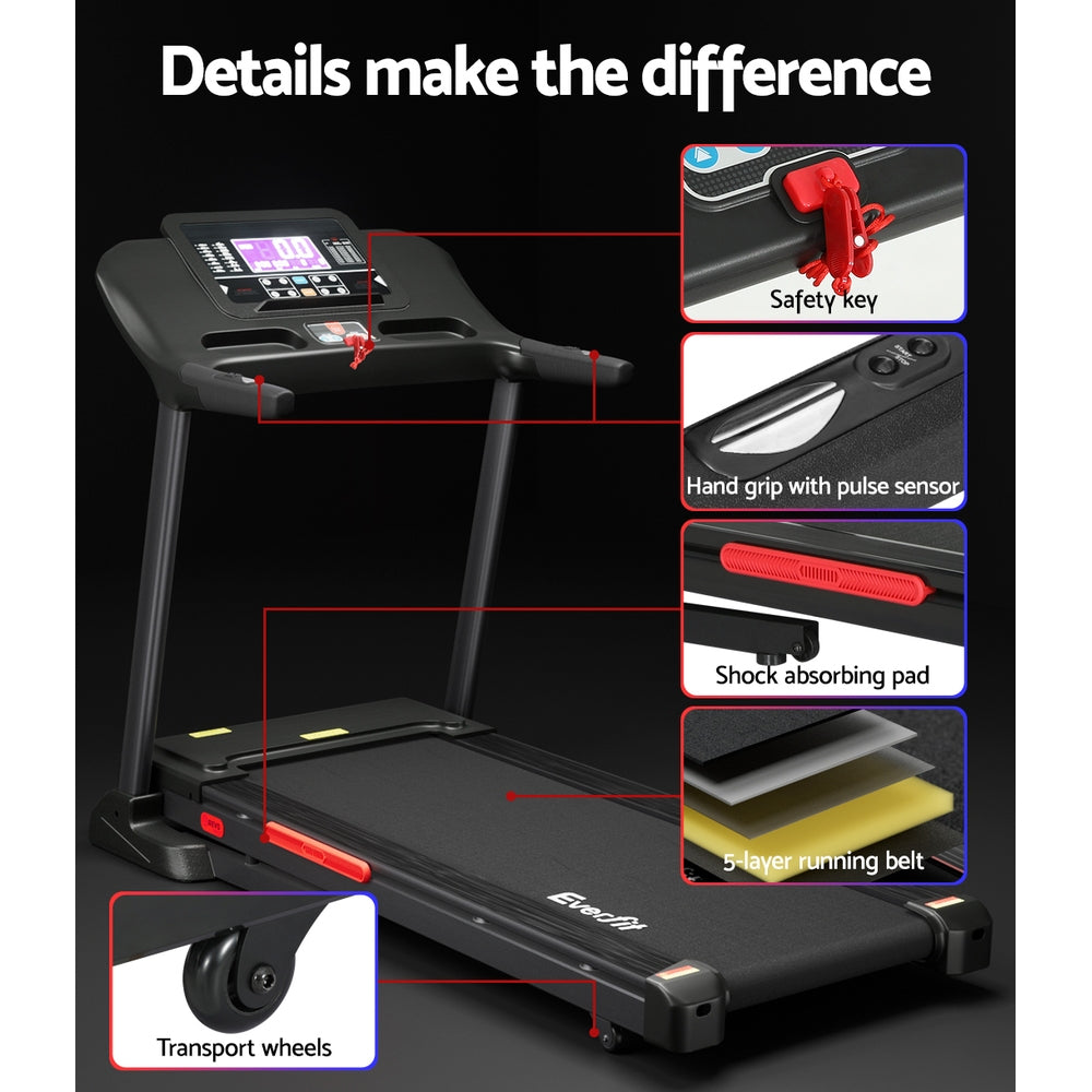 Everfit Treadmill Electric Auto Incline Home Gym Fitness Exercise Machine 520mm - The Fight Club