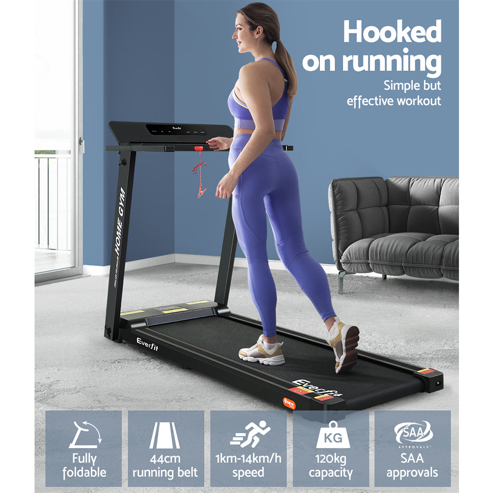 Everfit Treadmill Electric Home Gym Fitness Exercise Fully Foldable 450mm Black - The Fight Club