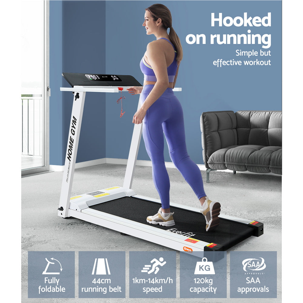 Everfit Treadmill Electric Home Gym Fitness Exercise Fully Foldable 450mm White - The Fight Club