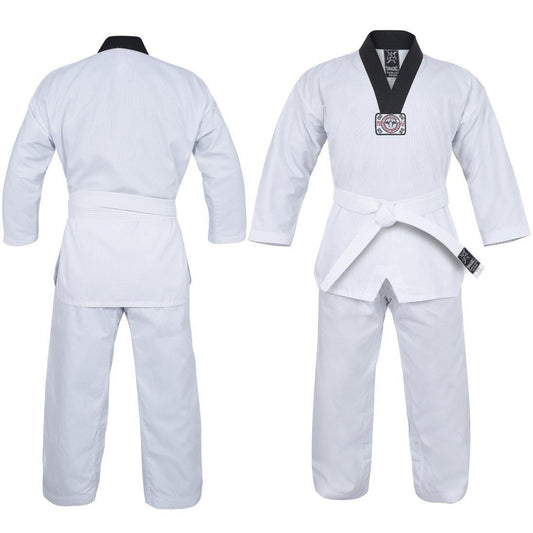 Yamasaki V2 Ribbed Taekwondo Gi - Black V Neck (8oz) - The Fight Club