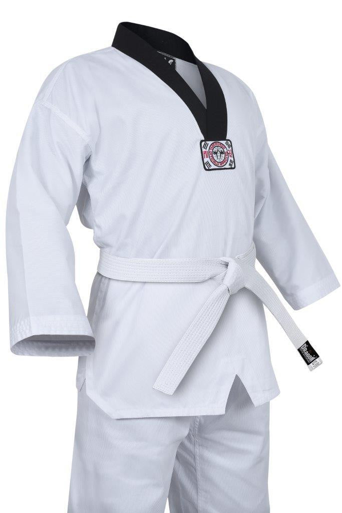 Yamasaki V2 Ribbed Taekwondo Gi - Black V Neck (8oz) - The Fight Club