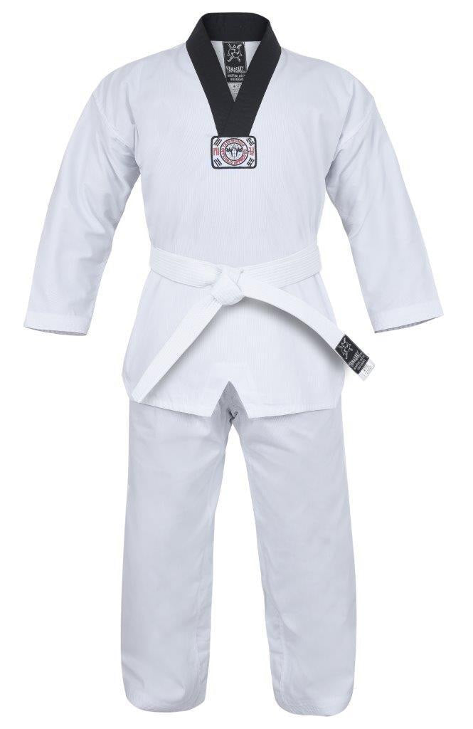 Yamasaki V2 Ribbed Taekwondo Gi - Black V Neck (8oz) - The Fight Club