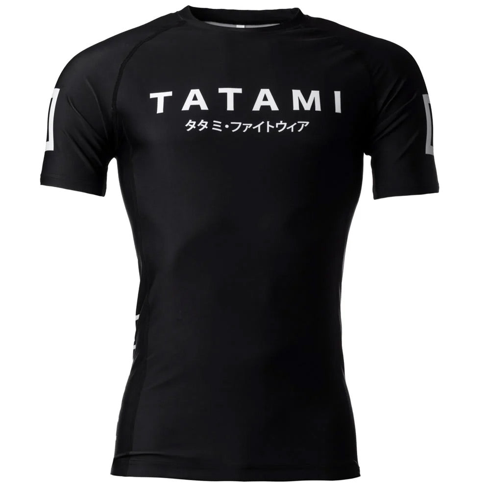 Tatami Katakana Short Sleeve Rash Guard Black - The Fight Club