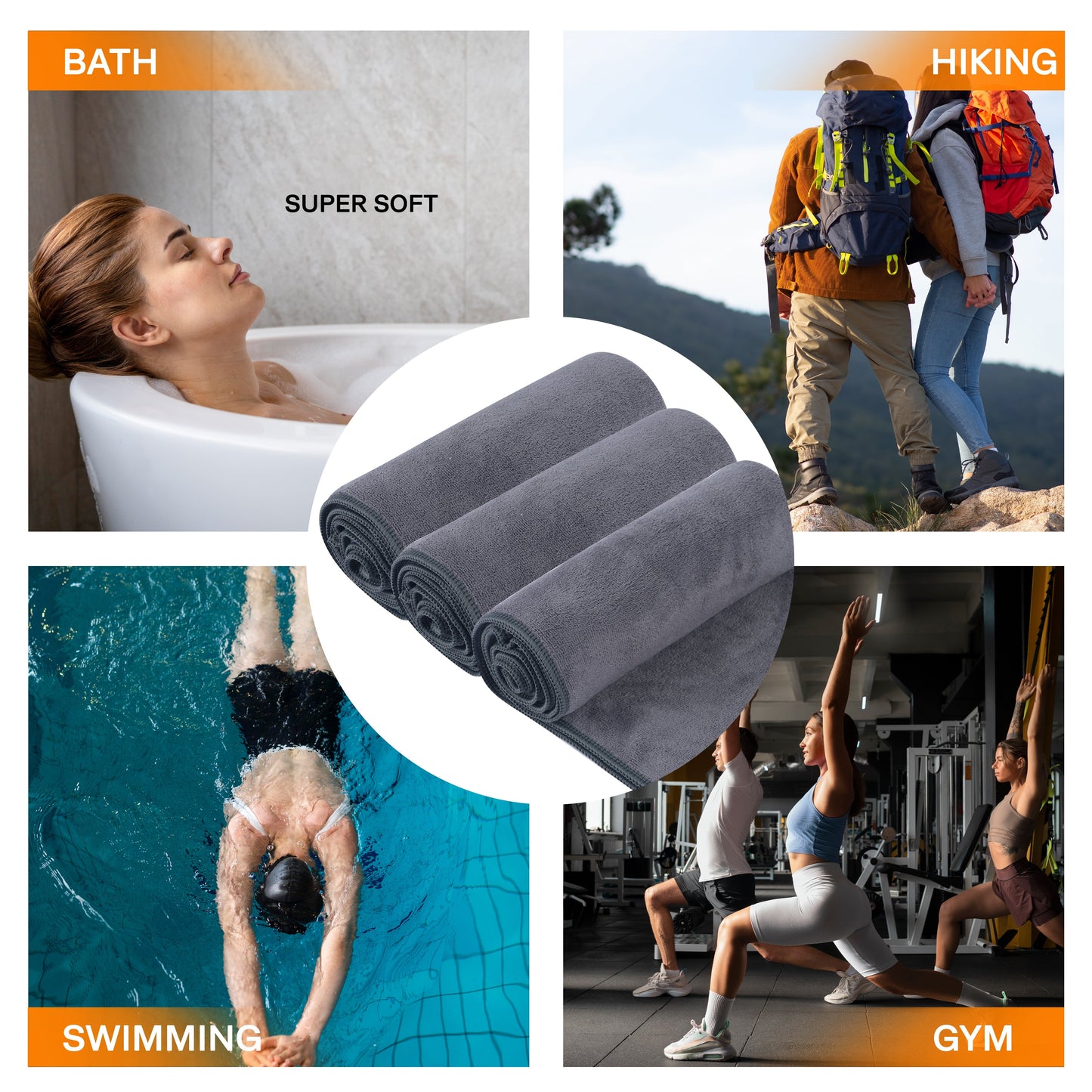 DSZ Gymeek Microfiber Gym Towel Set of 3