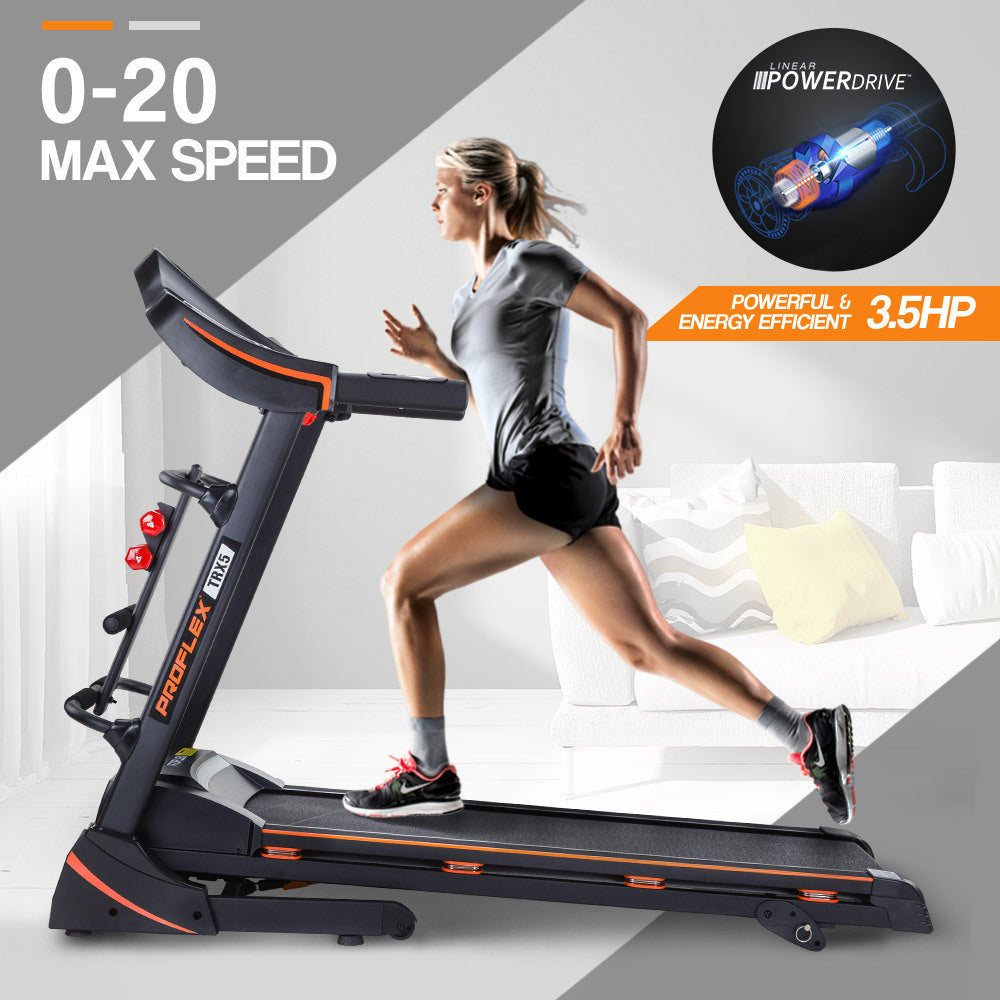 PROFLEX Electric Treadmill w/ Fitness Tracker Home Gym Exercise Equipment - The Fight Club