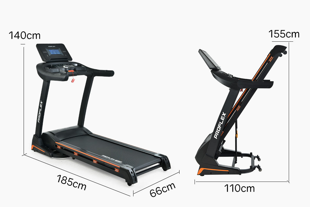 PROFLEX Electric Treadmill Auto Incline Foldable Run Machine 480MM Belt Home Gym Fitness Large - The Fight Club