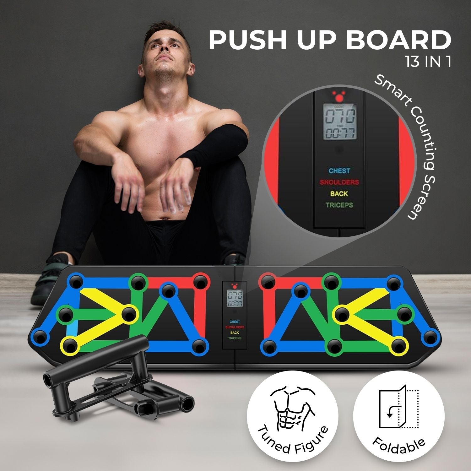 VERPEAK 13 in 1 Foldable Push Up Board (Black) VP-PUB-100-XW - The Fight Club