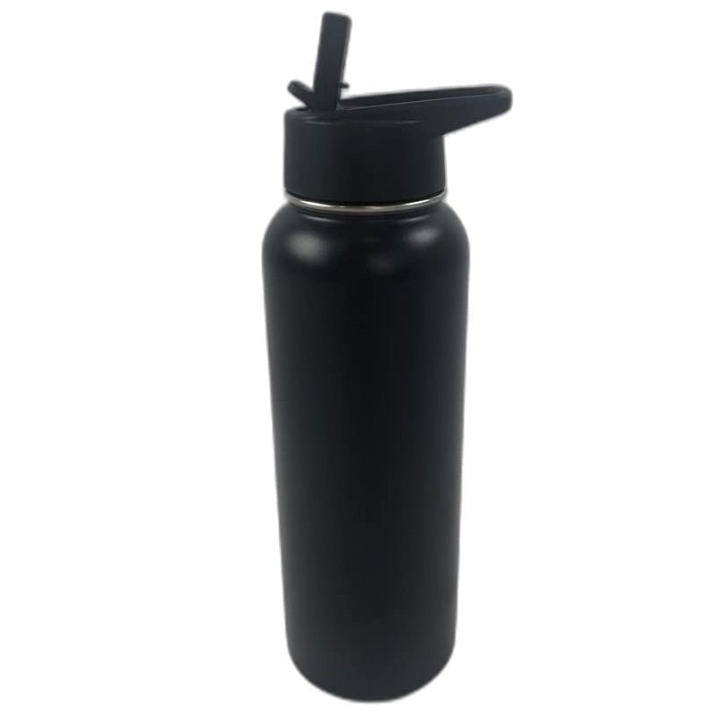 Verpeak 40oz Vacuum Insulated Water Bottle 3 Lids with Straw (Black) - The Fight Club