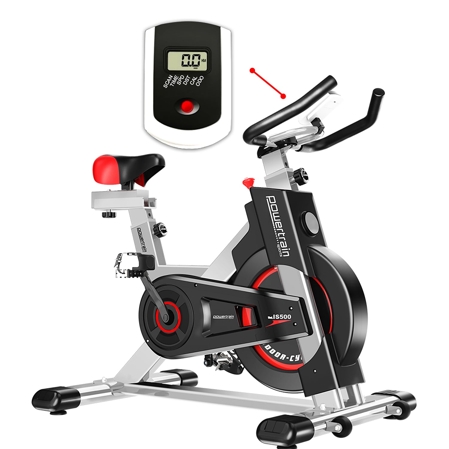 Powertrain IS-500 Heavy-Duty Exercise Spin Bike Electroplated - Silver - The Fight Club