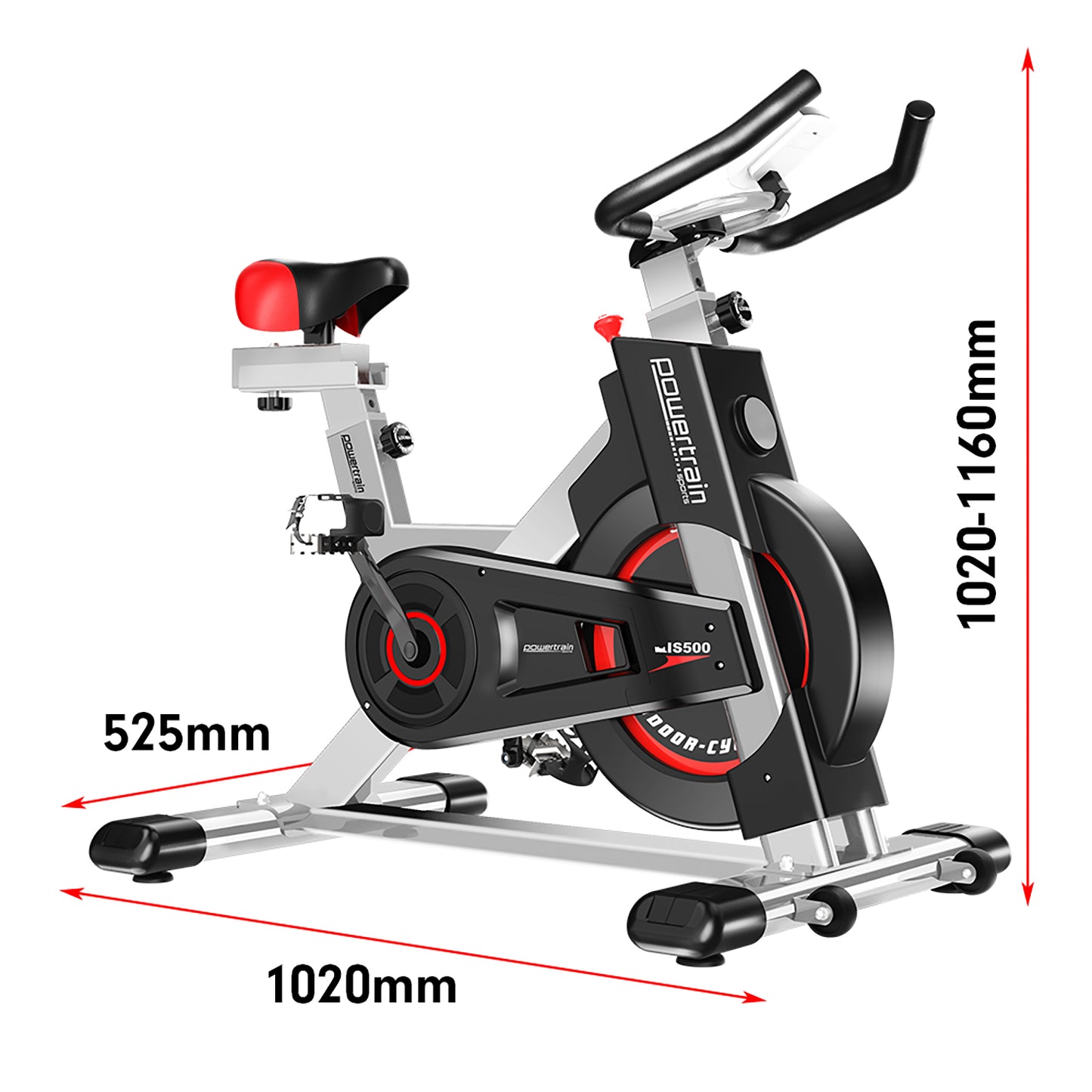 Powertrain IS-500 Heavy-Duty Exercise Spin Bike Electroplated - Silver - The Fight Club