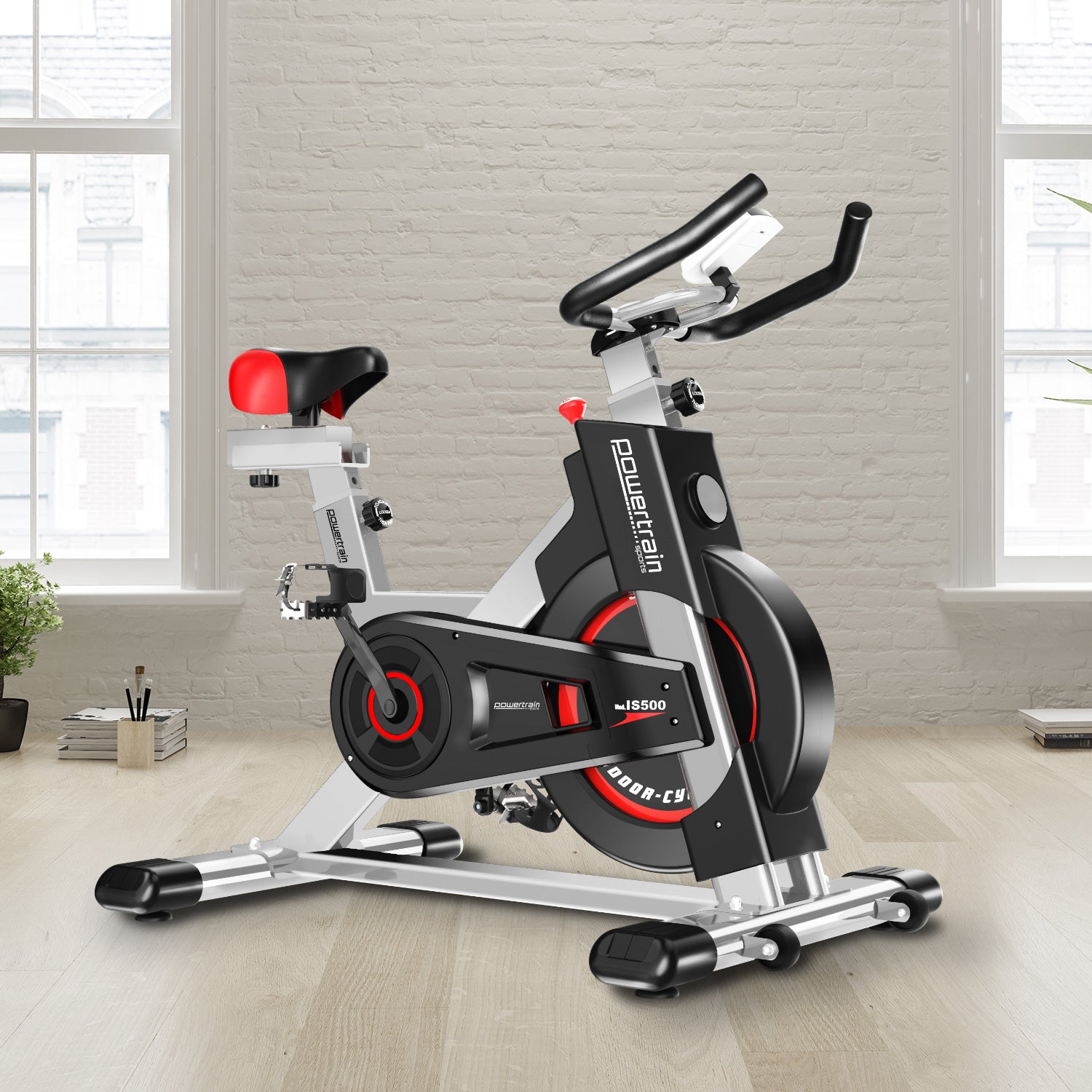 Powertrain IS-500 Heavy-Duty Exercise Spin Bike Electroplated - Silver - The Fight Club