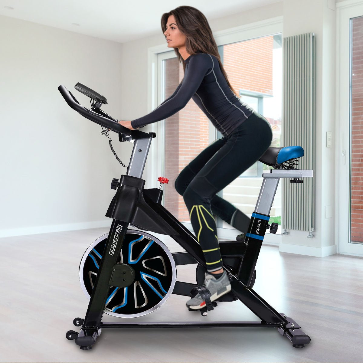 PowerTrain RX-600 Exercise Spin Bike Cardio Cycle - Blue - The Fight Club