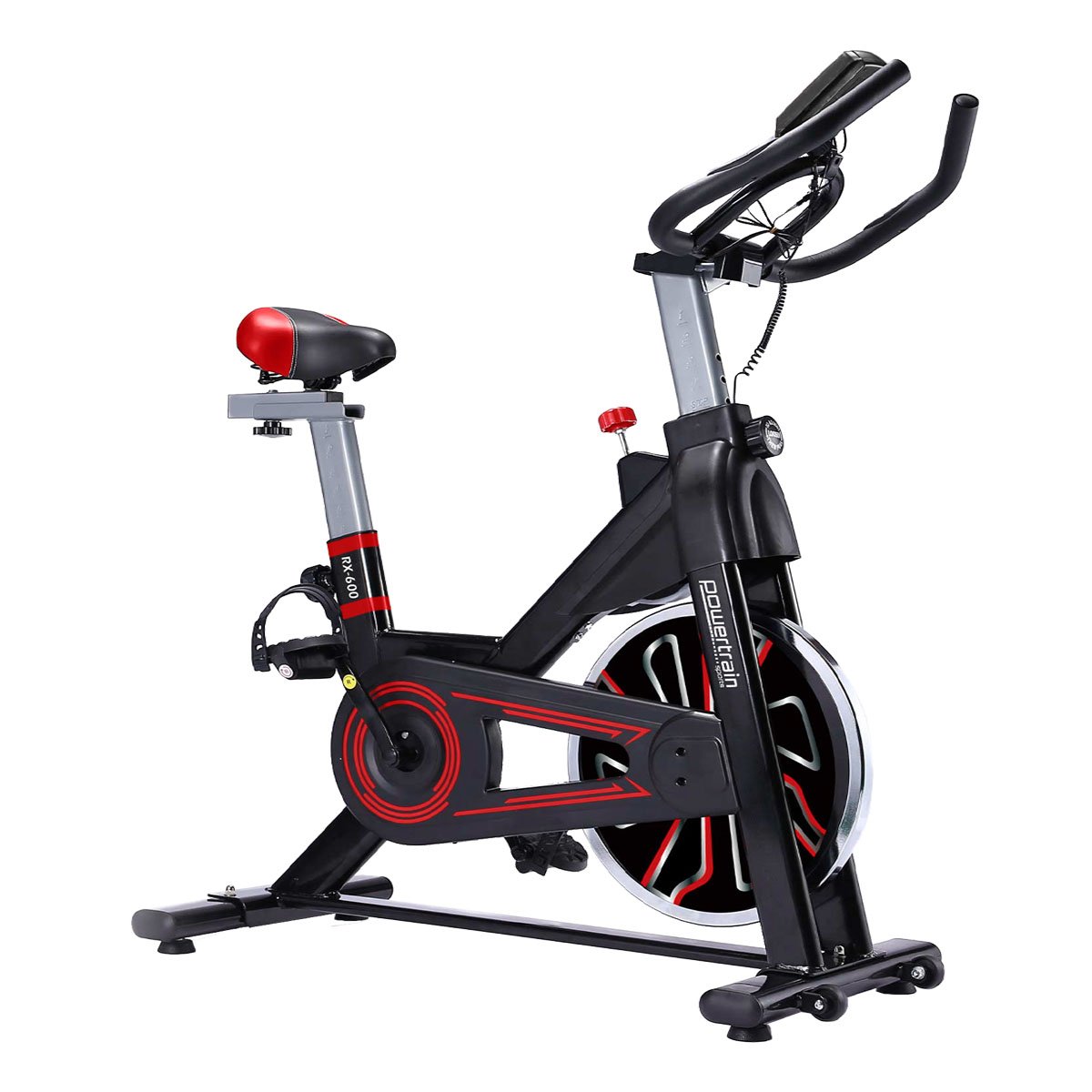 Powertrain RX-600 Exercise Spin Bike Cardio Cycle - Red - The Fight Club