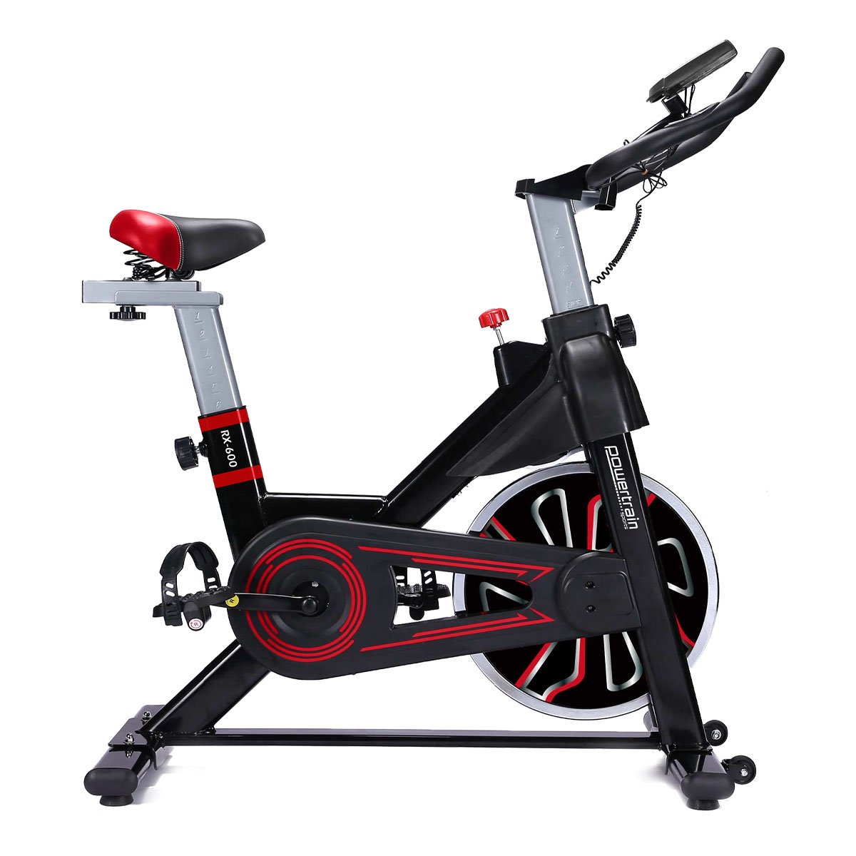 Powertrain RX-600 Exercise Spin Bike Cardio Cycle - Red - The Fight Club