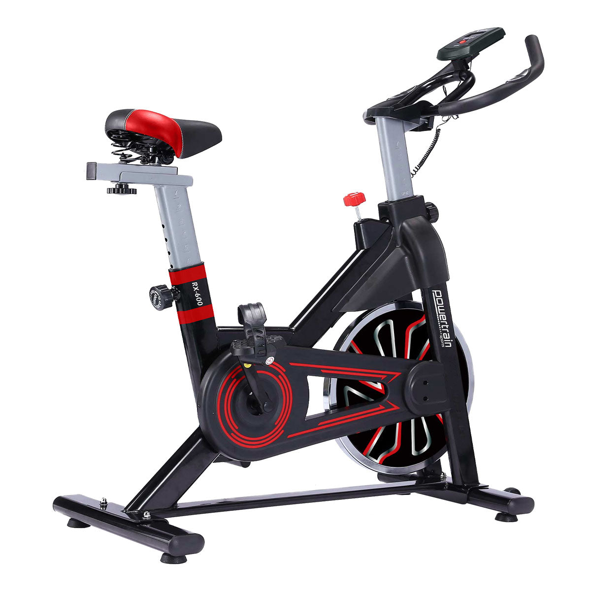 Powertrain RX-600 Exercise Spin Bike Cardio Cycle - Red - The Fight Club