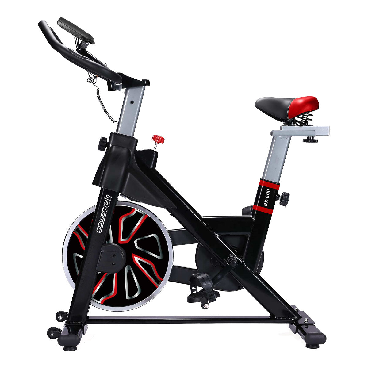 Powertrain RX-600 Exercise Spin Bike Cardio Cycle - Red - The Fight Club