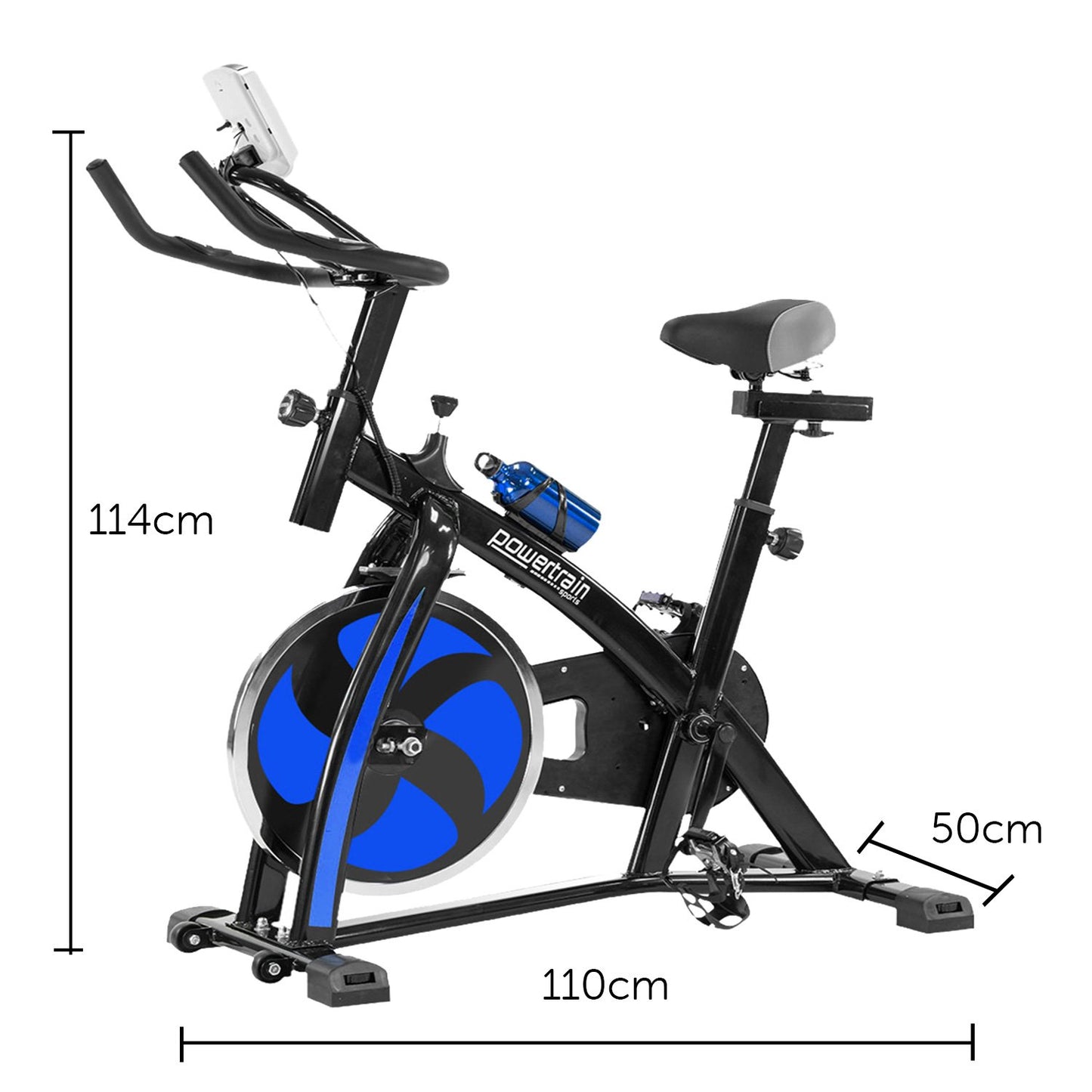 Powertrain Home Gym Flywheel Exercise Spin Bike - Blue - The Fight Club