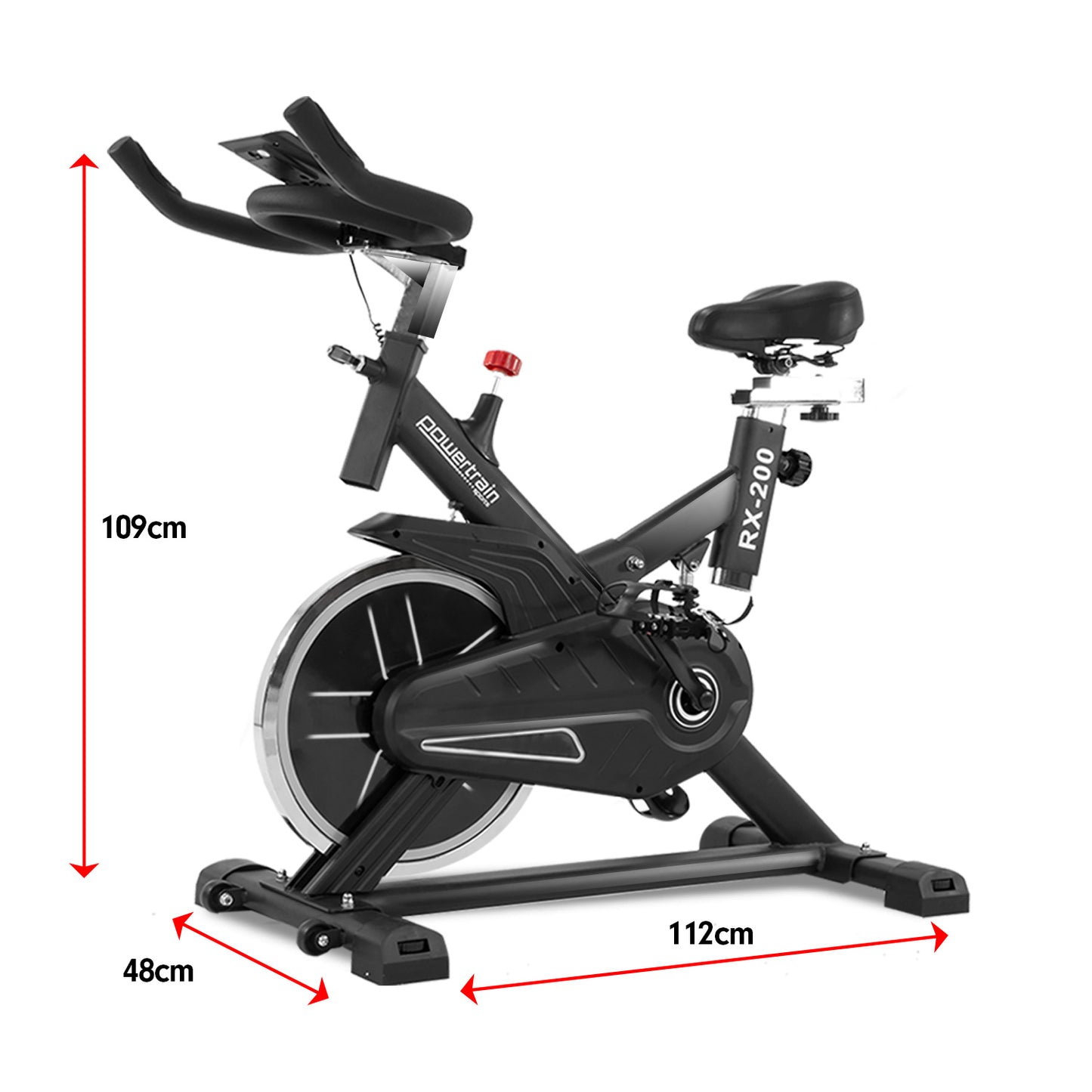 Powertrain RX-200 Exercise Spin Bike Cardio Cycling - Black - The Fight Club