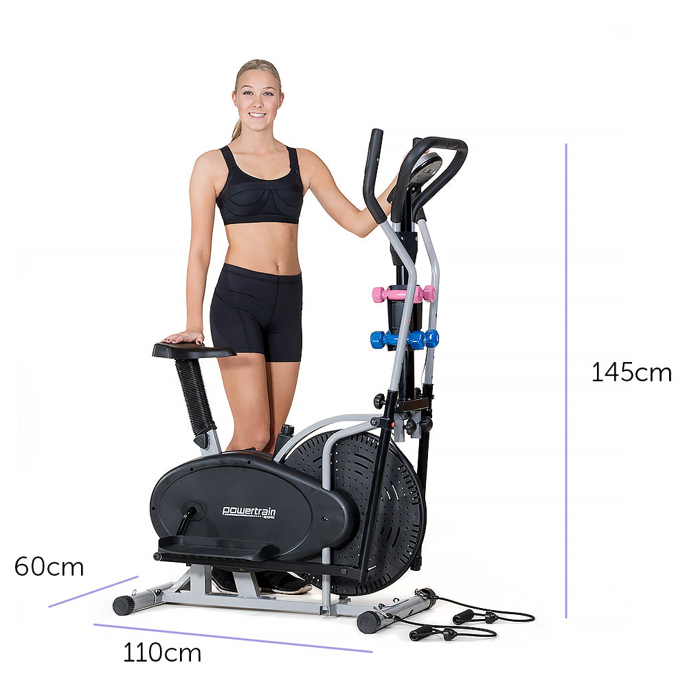 Powertrain 5-in-1 Elliptical Cross Trainer Bike with Dumbbell Sets - The Fight Club