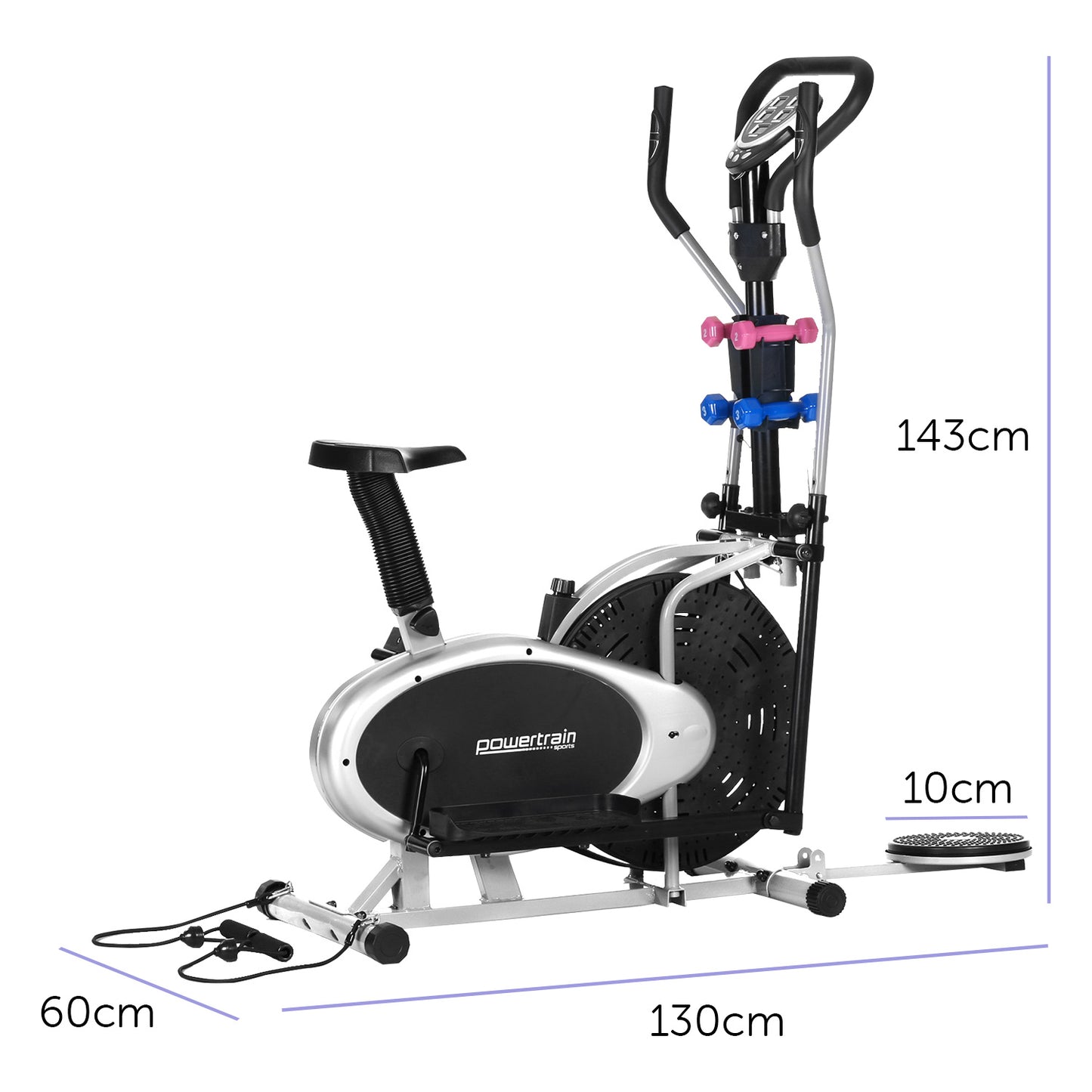 Powertrain 6-in-1 Elliptical Cross Trainer Bike with Weights and Twist Disc - The Fight Club