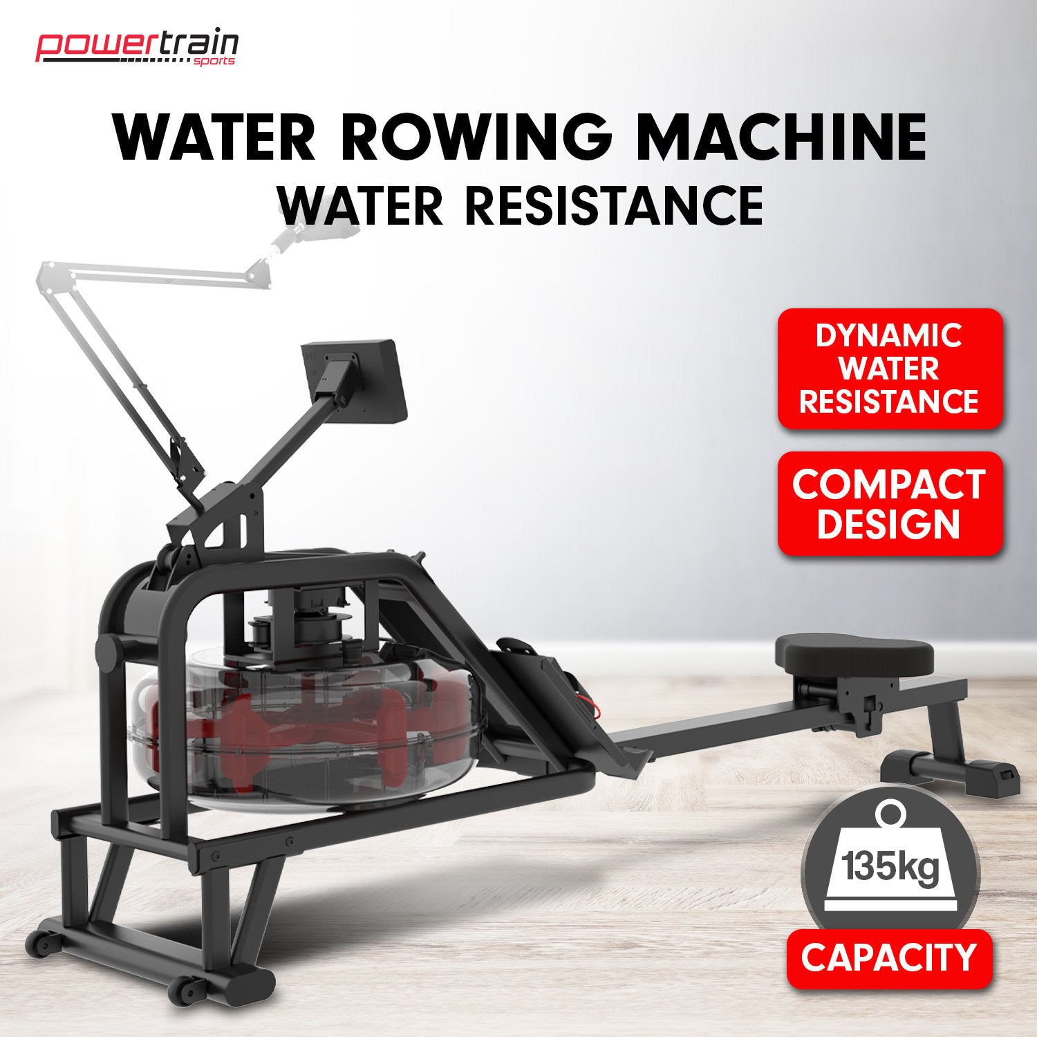 Powertrain 13L Water Resistance Rowing Machine Rower - The Fight Club