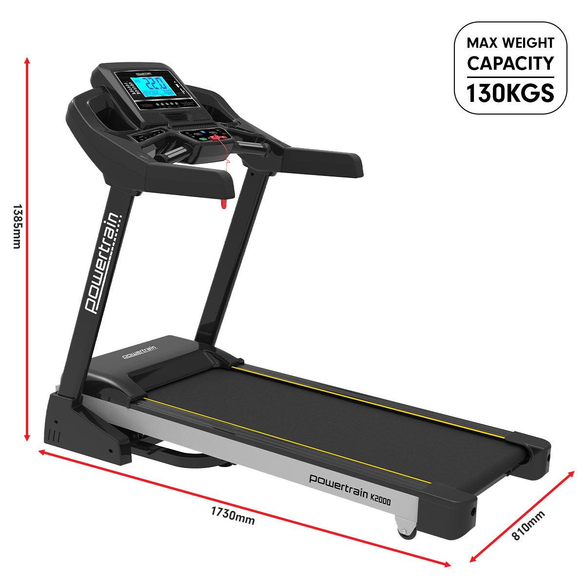 Powertrain K2000 Treadmill w/ Fan & Auto Incline Speed 22km/h - The Fight Club