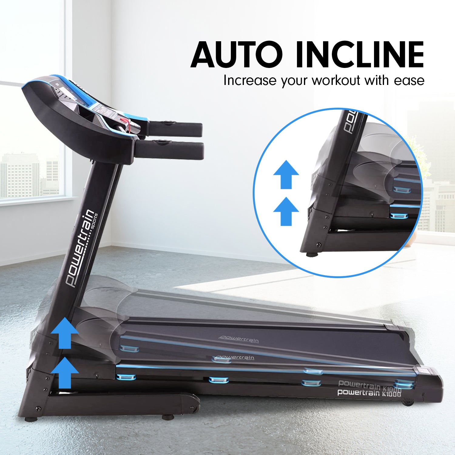 Powertrain K1000 Foldable Treadmill with Incline for Home Gym Cardio - The Fight Club