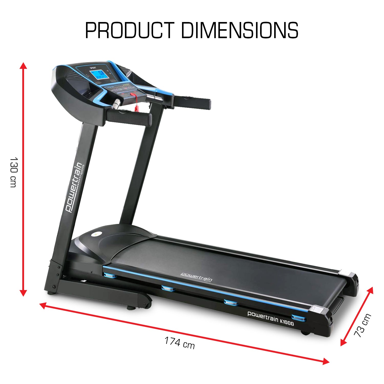 Powertrain K1000 Foldable Treadmill with Incline for Home Gym Cardio - The Fight Club