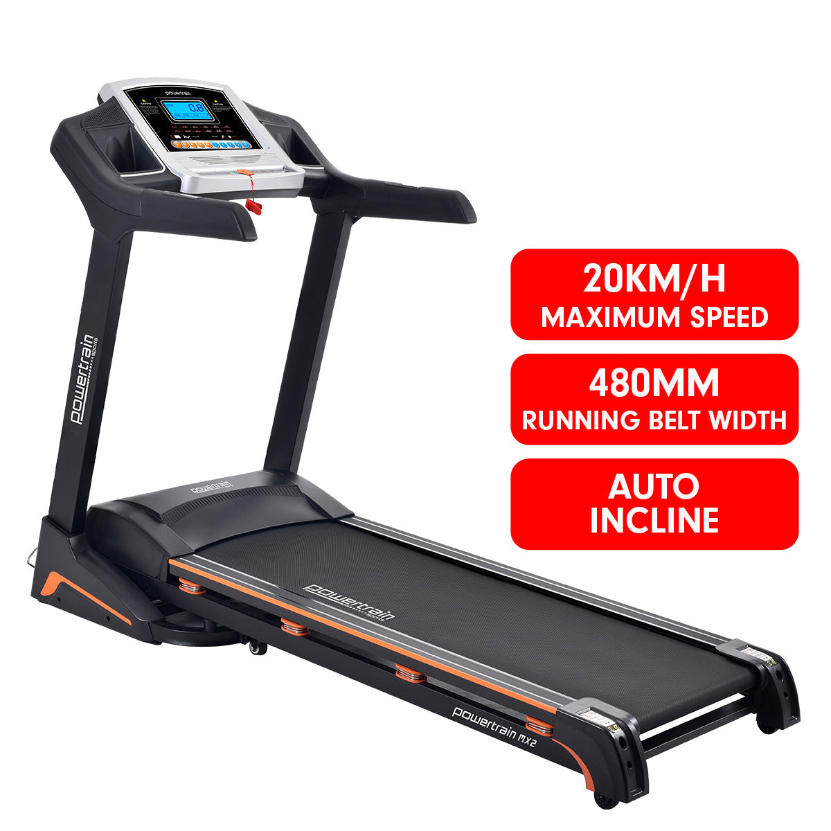 Powertrain MX2 Foldable Home Treadmill Auto Incline Cardio Running - The Fight Club