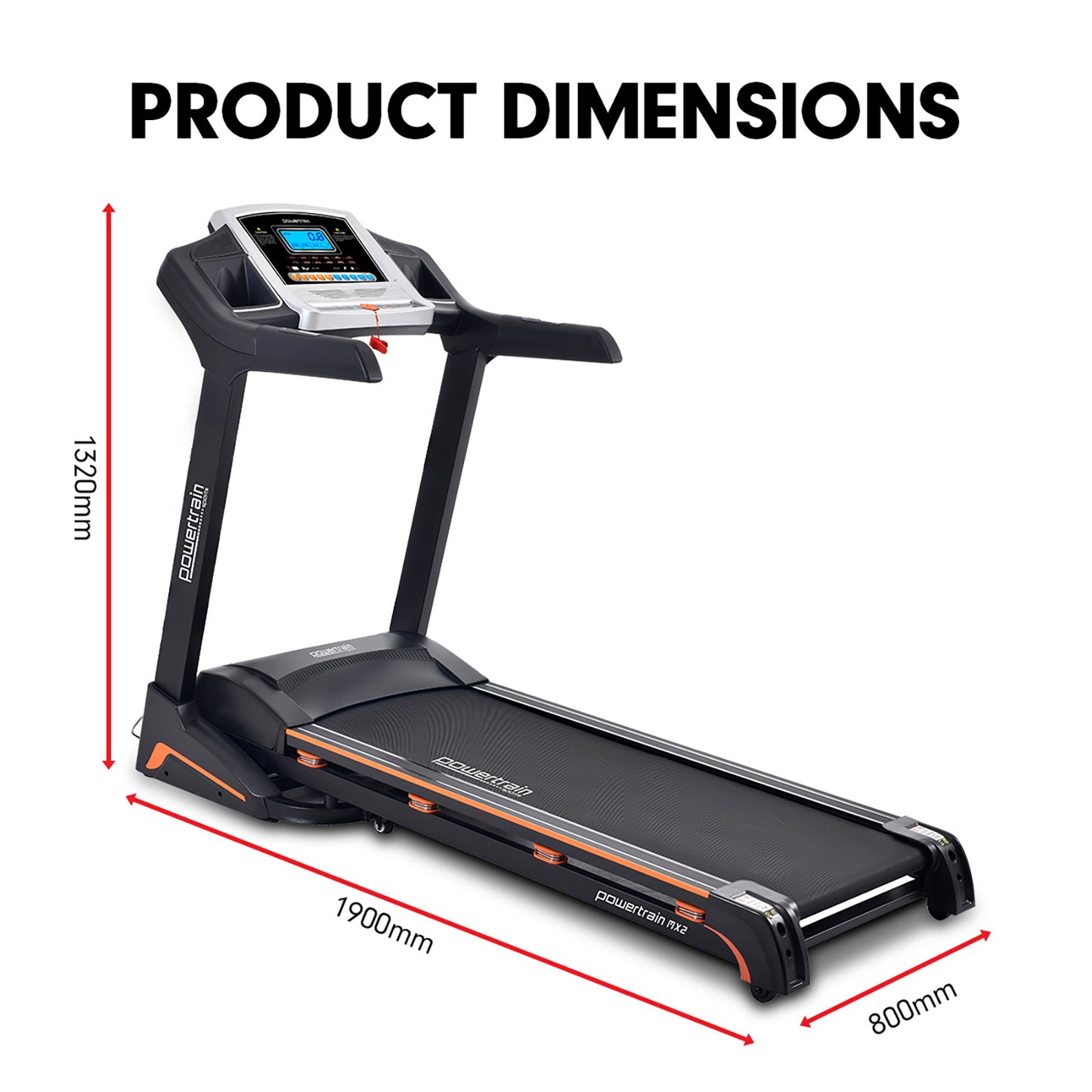 Powertrain MX2 Foldable Home Treadmill Auto Incline Cardio Running - The Fight Club