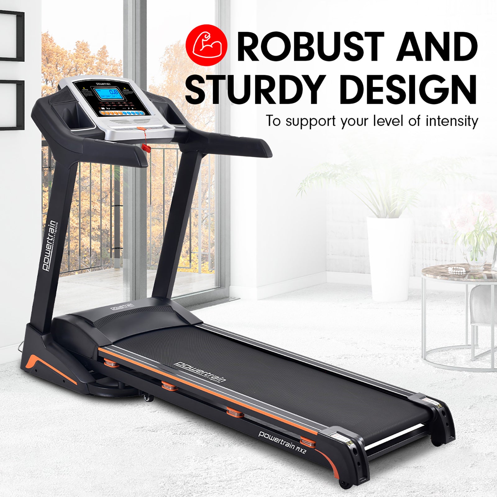 Powertrain MX2 Foldable Home Treadmill Auto Incline Cardio Running - The Fight Club