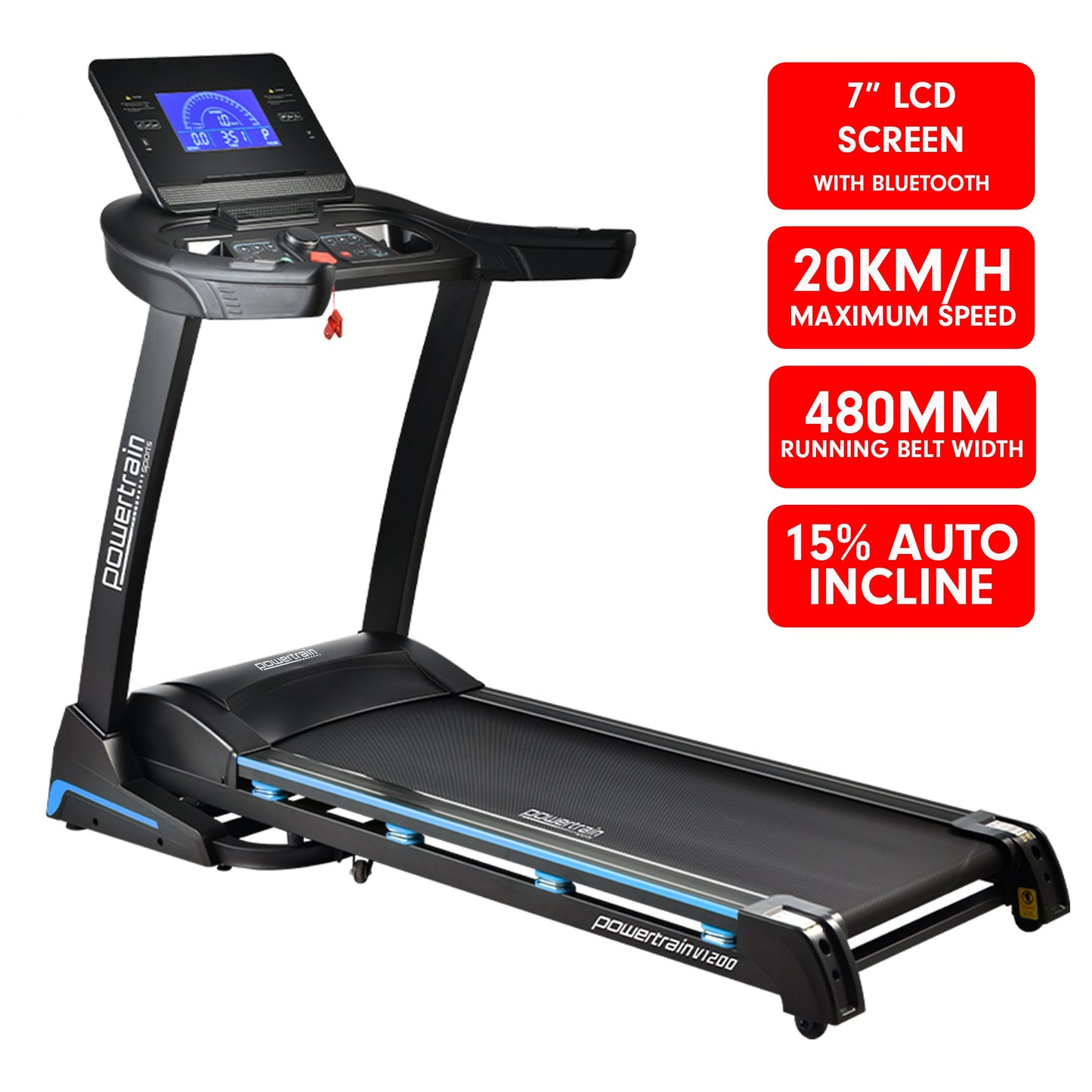 Powertrain V1200 Treadmill with Shock-Absorbing System - The Fight Club