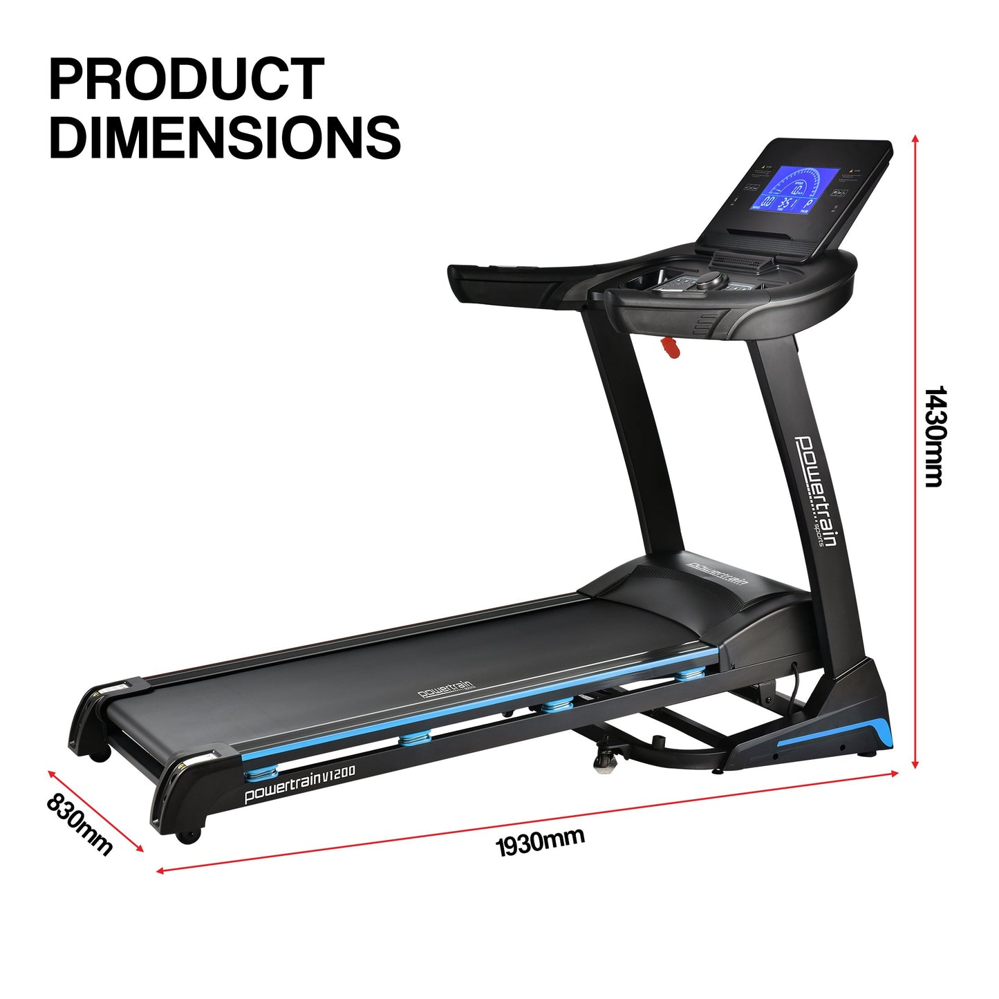 Powertrain V1200 Treadmill with Shock-Absorbing System - The Fight Club