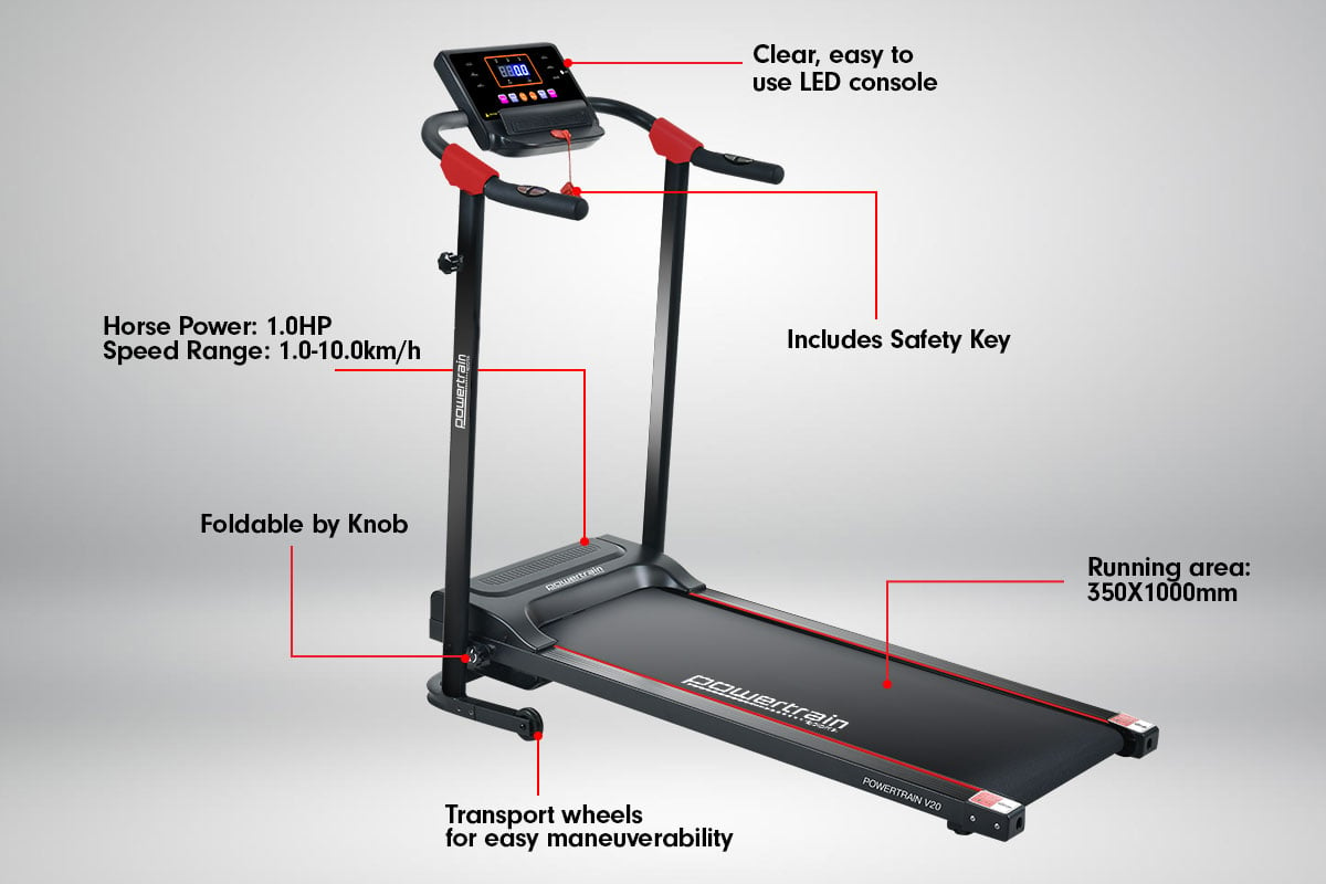 Powertrain V20 Foldable Treadmill Home Gym Cardio Walking Machine - The Fight Club