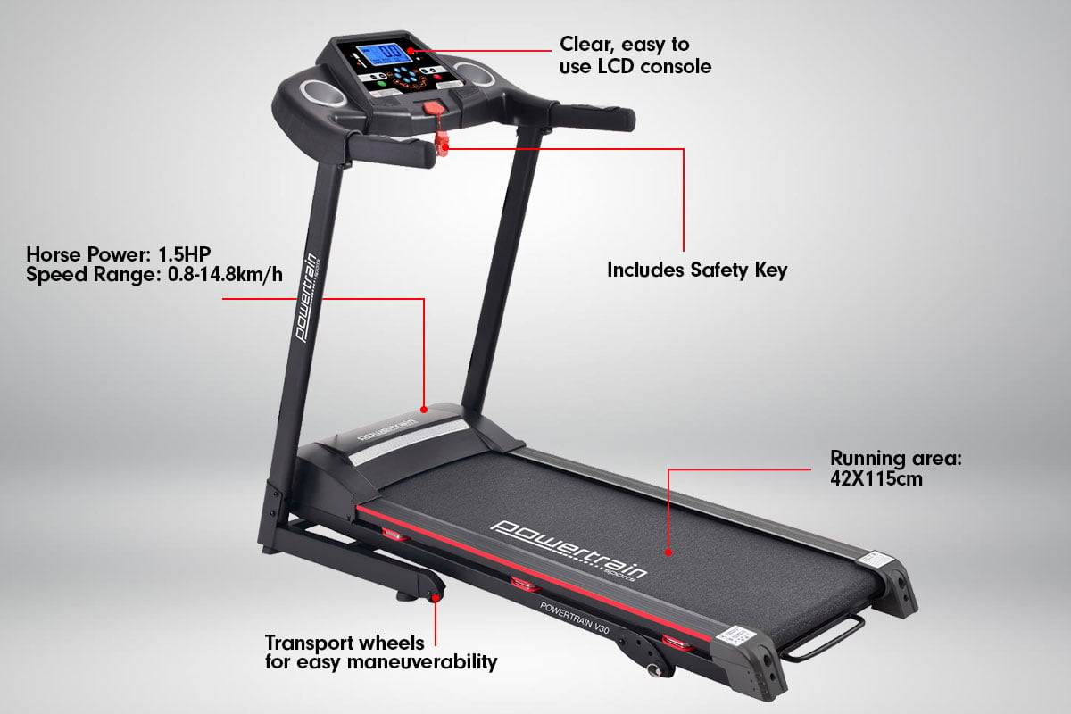 Powertrain V30 Foldable Treadmill Manual Incline Home Gym Cardio - The Fight Club