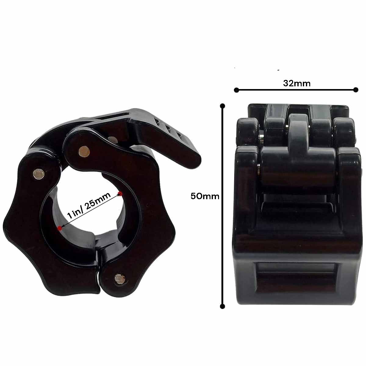 2Pcs 1in / 25mm Dumbbell Clamps Barbell Clamps Collars Clips Bar Plates Collar Clips Black - The Fight Club