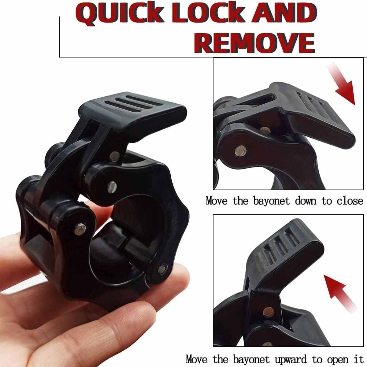 2Pcs 1in / 25mm Dumbbell Clamps Barbell Clamps Collars Clips Bar Plates Collar Clips Black - The Fight Club