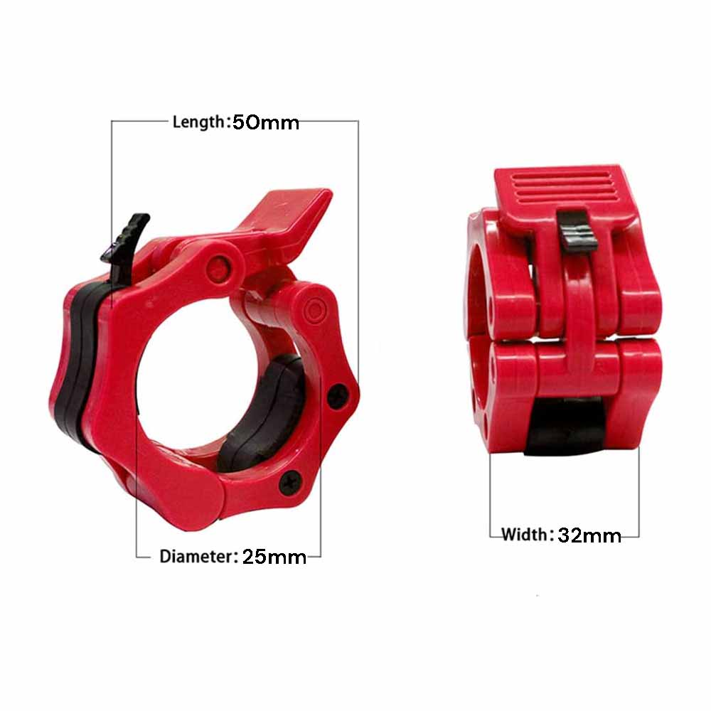 2Pcs 1in / 25mm Dumbbell Clamps Barbell Clamps Collars Clips Bar Plates Collar Clips Red - The Fight Club