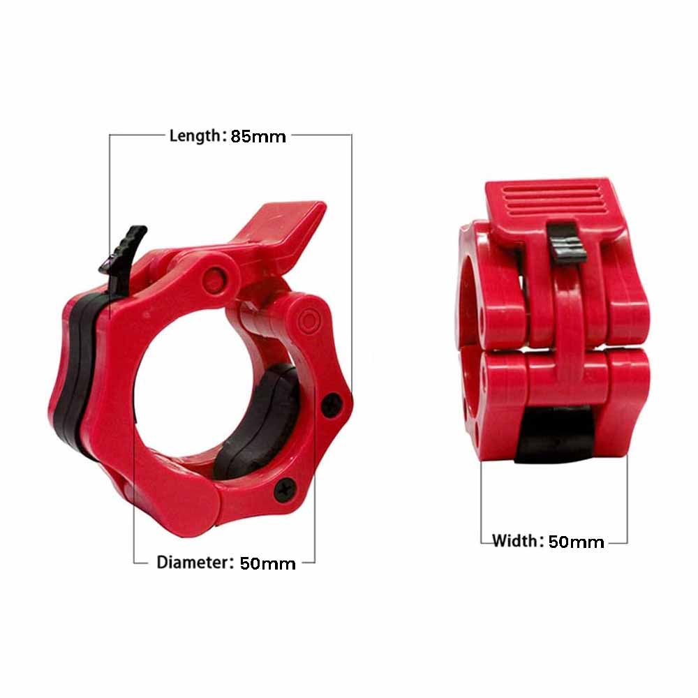 2Pcs 2in / 50mm Olympic Dumbbell Clamps Barbell Clamps Collars Clips Bar Plates Collar Clips Red - The Fight Club