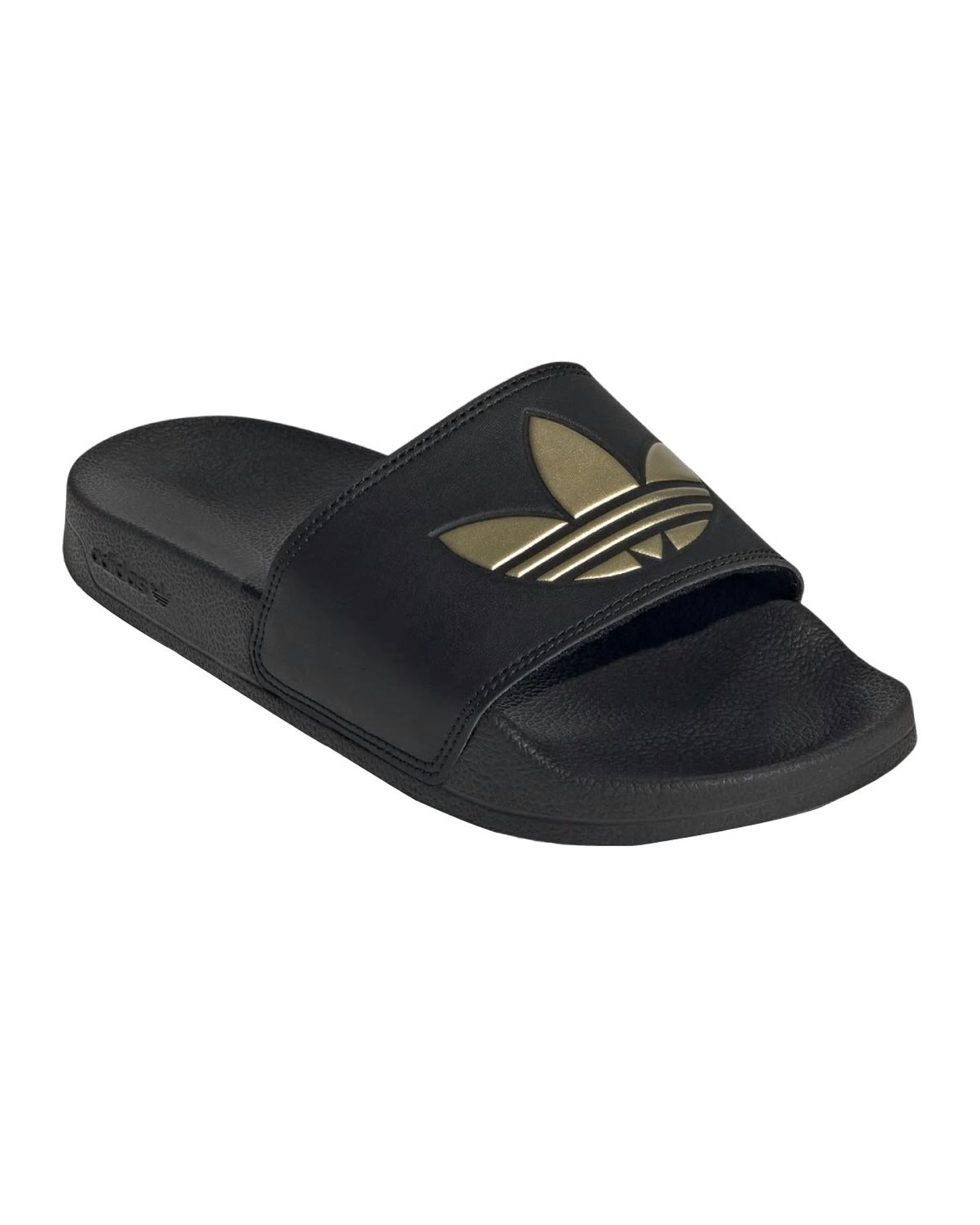 Adidas Black Casual Slides with Gold Accents in Core Black - 7 US - The Fight Club