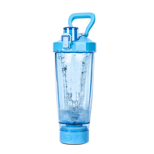 Blue Portable Electric Shaker Bottle without LED Light, 550ml Sports Protein Mixer Cup for Gym and Travel