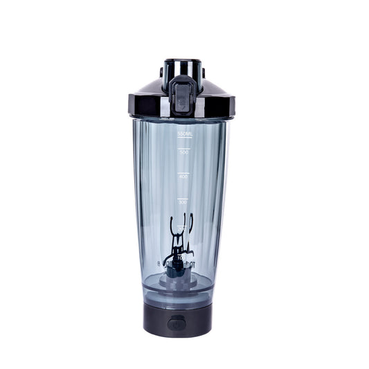 Black Portable Electric Shaker Bottle without LED Light, 550ml Sports Protein Mixer Cup for Gym and Travel