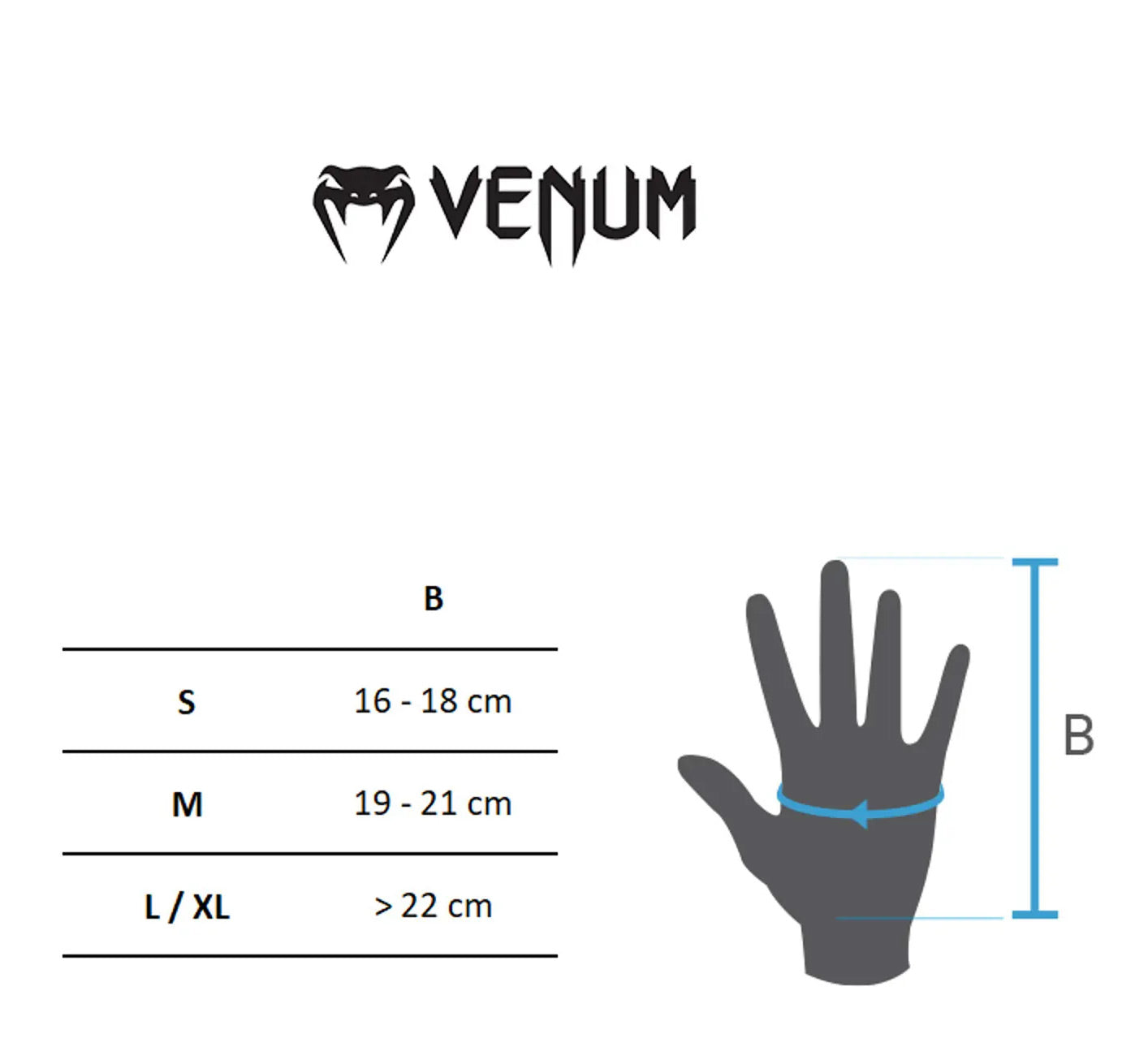 Venum Gel Kontact Quick Wraps Black/Black Size Guide - The Fight Club